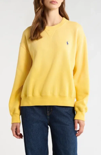 Polo Ralph Lauren Fleece Crewneck Sweatshirt In Yellow