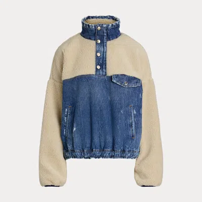 Polo Ralph Lauren Fleece-denim Mockneck Pullover In Cusi Wash