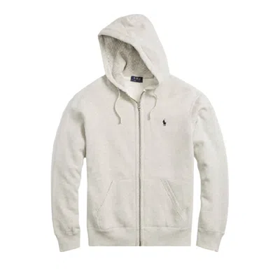 Pre-owned Polo Ralph Lauren Fleece Full-zip Hoodie 'light Sport Heather' | Grey | Men's Size M In Gray