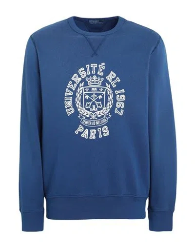 Polo Ralph Lauren Fleece Graphic Sweatshirt Man Sweatshirt Blue Size M Cotton, Polyester