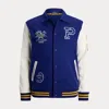 Polo Ralph Lauren Blue Fleece Varsity Jacket In Fall Royal Multi