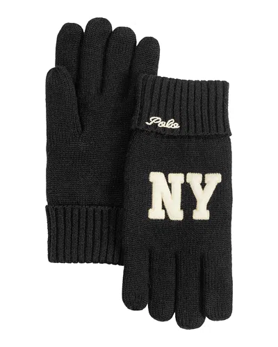 Polo Ralph Lauren Fleece Lined Polo Ny Gloves In Black