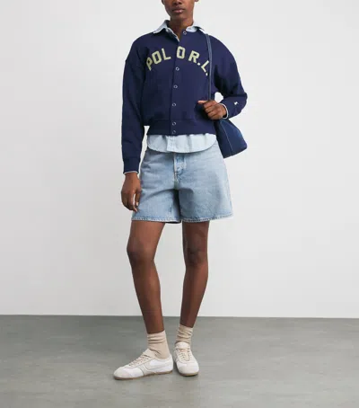 Polo Ralph Lauren Fleece Logo Cardigan In Black