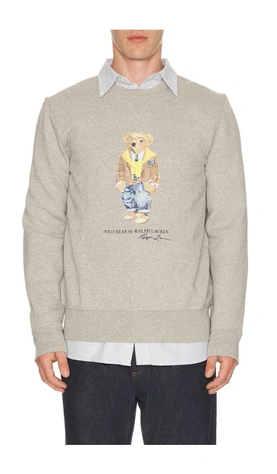 Polo Ralph Lauren Fleece Novelty Bear Crewneck Sweatshirt In Neutral