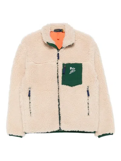 Polo Ralph Lauren Zip-up Fleece Jacket With Pockets In Multi