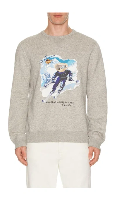 Polo Ralph Lauren Fleece Printed Active Bear Crewneck Sweatshirt In Gray