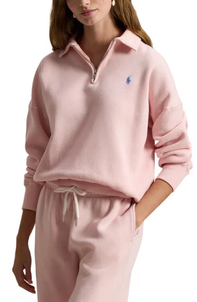 Polo Ralph Lauren Fleece Quarter Zip Pullover In Pink