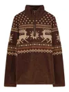 Polo Ralph Lauren Fleece Fair Isle Quarter-zip Sweatshirt In Sand