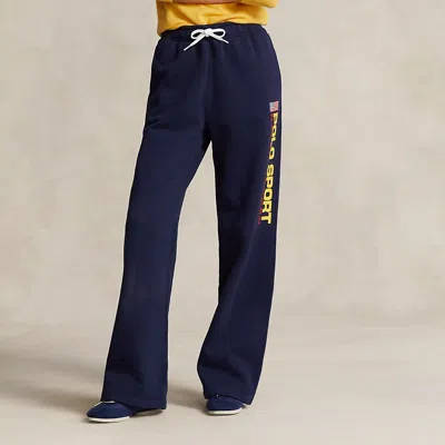 Polo Ralph Lauren Fleece Wide-leg Athletic Trouser In Blue