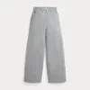Polo Ralph Lauren Big Girls Fleece Wide Leg Sweatpant In Andover Heather/navy Pp