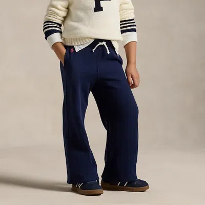 Polo Ralph Lauren Fleece Wide-leg Sweatpant In Newport Navy/college Pink