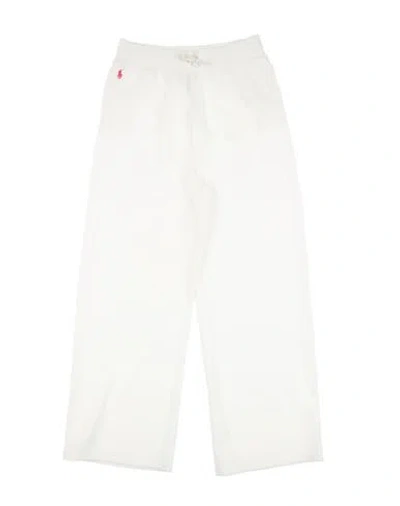 Polo Ralph Lauren Babies'  Fleece Wide-leg Sweatpant Toddler Girl Pants White Size 5 Cotton, Recycled Polyest