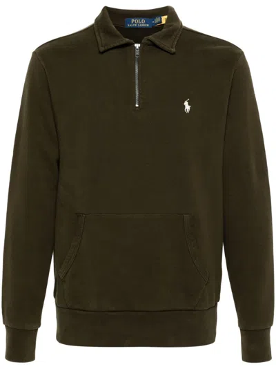 Polo Ralph Lauren Fleece Zip-up Sweatshirt In Green
