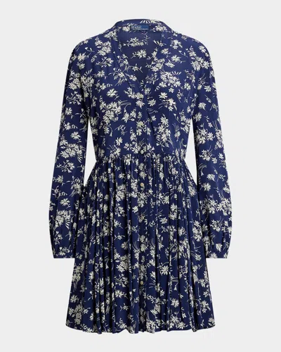 POLO RALPH LAUREN FLORAL BUTTONED CREPE DRESS