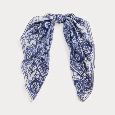Polo Ralph Lauren Floral Cashmere-silk Square Scarf In Blue Multi