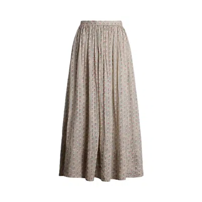 Polo Ralph Lauren Floral Cotton A-line Skirt In Brown