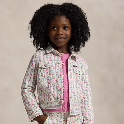 Polo Ralph Lauren Kids' Floral Cotton Canvas Trucker Jacket In Meadow Floral