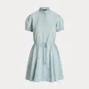Polo Ralph Lauren Floral Cotton Drawstring Dress In Gray