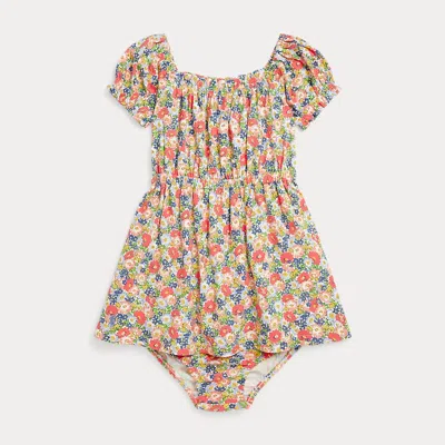 POLO RALPH LAUREN FLORAL COTTON JERSEY DRESS & BLOOMER