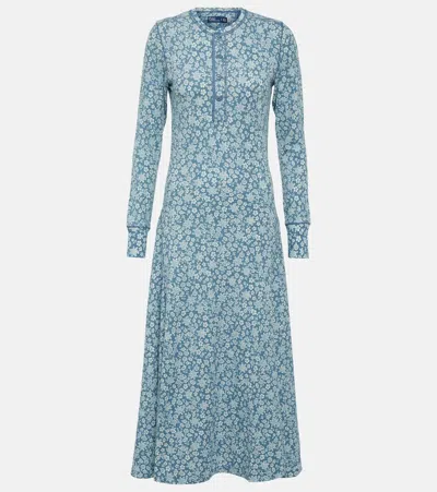 Polo Ralph Lauren Floral Cotton Maxi Dress In Blue