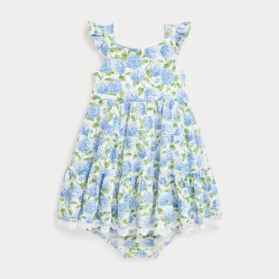 POLO RALPH LAUREN FLORAL COTTON MESH DRESS & BLOOMER