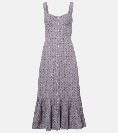 POLO RALPH LAUREN FLORAL COTTON MIDI DRESS