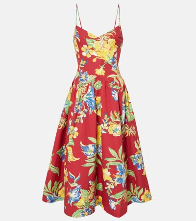Polo Ralph Lauren Floral Cotton Midi Dress In Paradise Petals