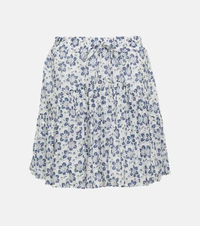 Polo Ralph Lauren Floral Cotton Miniskirt In Blue