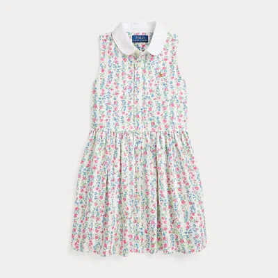 Polo Ralph Lauren Kids' Floral Cotton Oxford Shirtdress In Meadow Floral