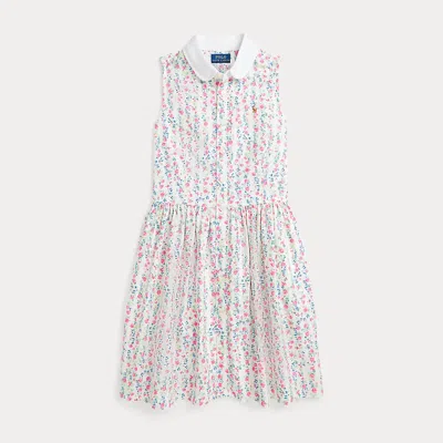 Polo Ralph Lauren Kids' Floral Cotton Oxford Shirtdress In Meadow Floral