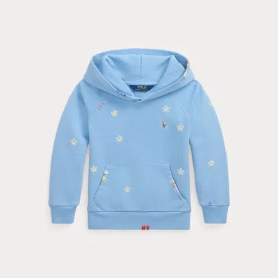 Polo Ralph Lauren Kids' Floral Cotton Terry Hoodie In Carolina Blue