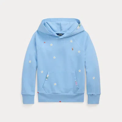 Polo Ralph Lauren Kids' Floral Cotton Terry Hoodie In Carolina Blue