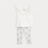 Polo Ralph Lauren Floral Cotton Top & Legging Set In Nevis