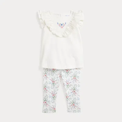 Polo Ralph Lauren Babies' Floral Cotton Top & Legging Set In Nevis