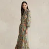 Polo Ralph Lauren Floral Crinkled Georgette Dress In Multi
