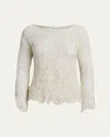 Polo Ralph Lauren Floral Crochet Dolman-sleeve Sweater In Cream
