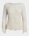 Polo Ralph Lauren Floral Crochet Dolman-sleeve Sweater In Cream