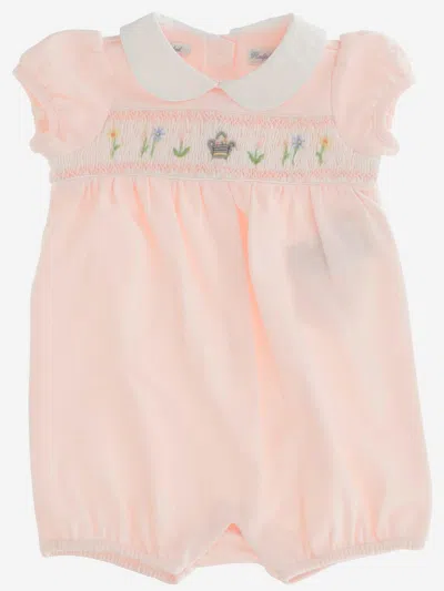 Polo Ralph Lauren Kids'  Floral Embroidered Cotton Romper In Pink