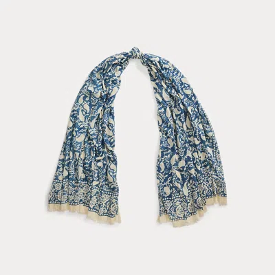 Polo Ralph Lauren Floral Fringe-trim Cotton Scarf In Multi