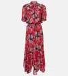 Polo Ralph Lauren Floral Georgette Midi Dress In Red