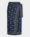POLO RALPH LAUREN FLORAL KNIT COTTON WRAP SKIRT
