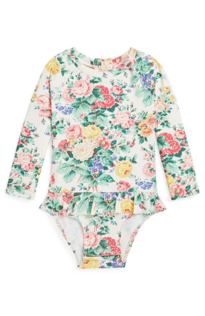 Polo Ralph Lauren Babies'  Floral Long Sleeve One-piece Rashguard Swimsuit In Portia Floral