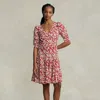Polo Ralph Lauren Floral Mutton-sleeve Godet Crepe Dress In Spring Lily Floral