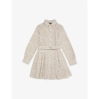Polo Ralph Lauren Kids' Floral Nevis Pink Girls' Floral Pleated Cotton D In Neutral