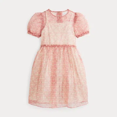 Polo Ralph Lauren Kids' Floral Plaid Organza Dress In Rose Bud Plaid