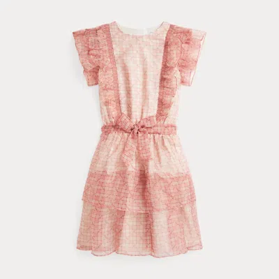 Polo Ralph Lauren Kids' Floral Plaid Organza Dress In Rose Bud Plaid