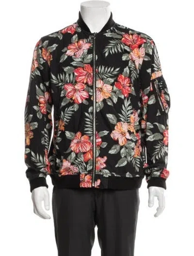 Pre-owned Polo Ralph Lauren Floral Print Bomber Jacket In Black