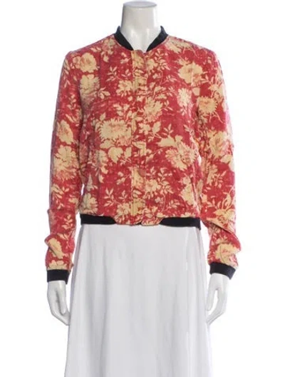 Pre-owned Polo Ralph Lauren Floral Print Bomber Jacket In Pink
