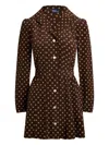 Polo Ralph Lauren Floral-print Button-front Dress In Brown