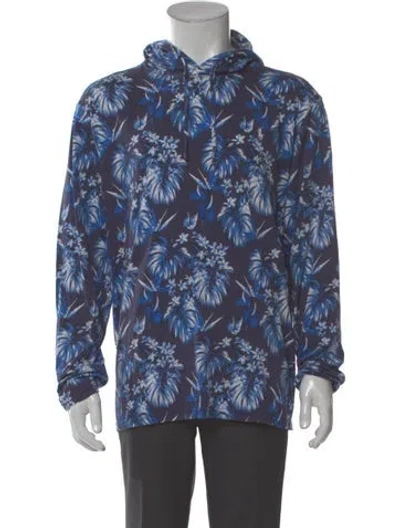 Pre-owned Polo Ralph Lauren Floral Print Crew Neck Hoodie In Blue